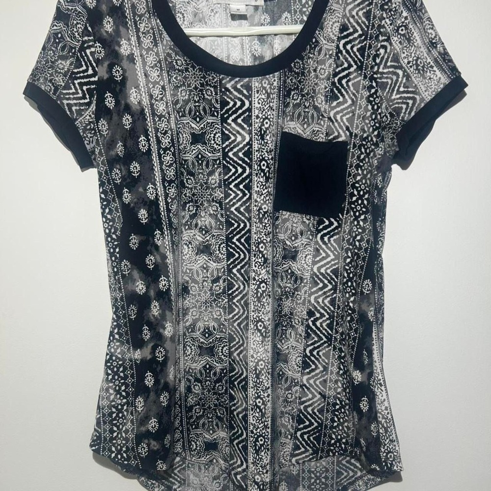 Eye Candy Black and White Print Top Womens M